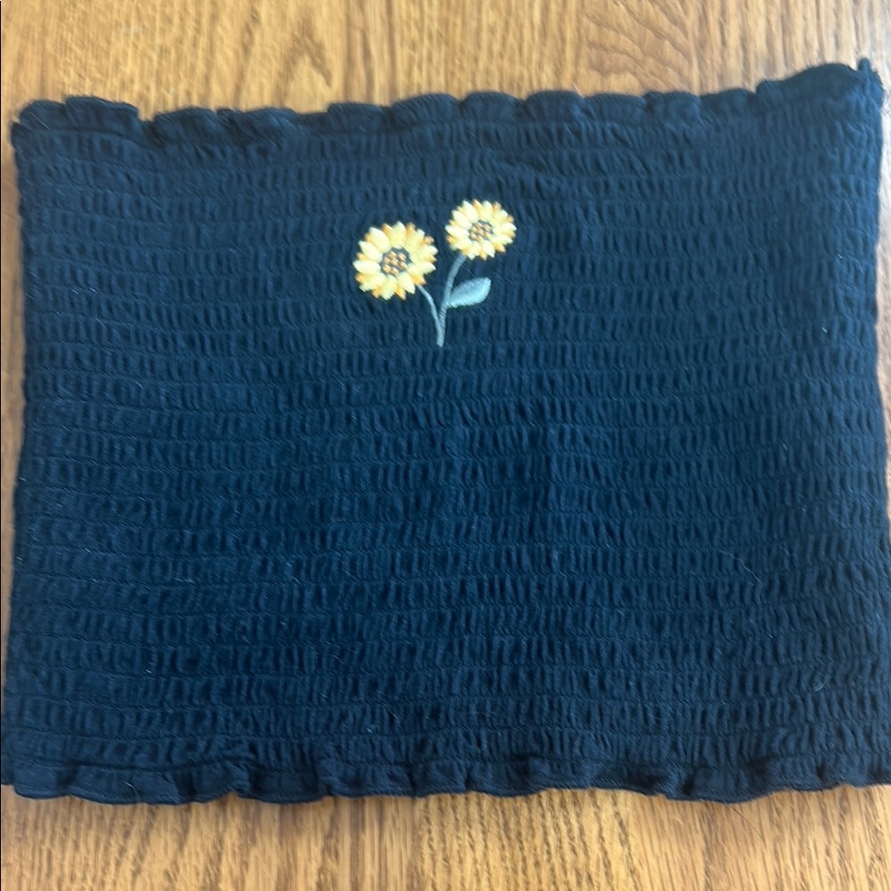 Black Sunflower Embroidered tube top